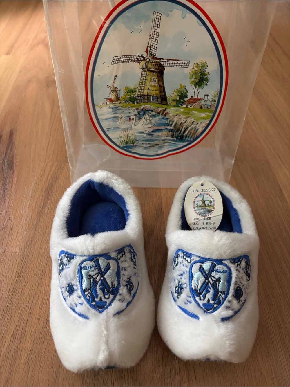 White & Blue Windmill Baby Slippers
